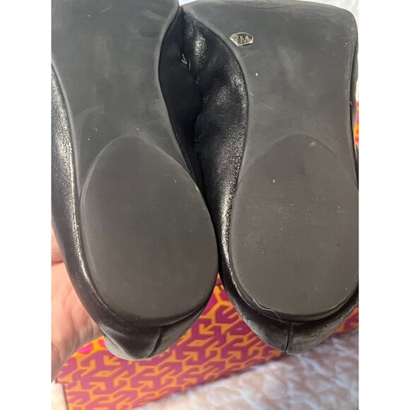 TORY BURCH Ambrose Ballet Flats Leather Camel Black Gold Buckle Women's Size 7 B - Picture 6 of 12